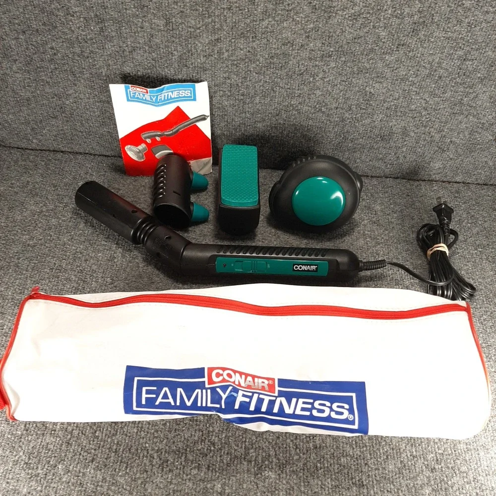 Conair Wand Massager Family Fitness Body System 3 Heads Black Teal Unisex OS